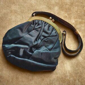Vintage Black Satin Evening Bag w/ Gold Frame – Likely Julius Resnick